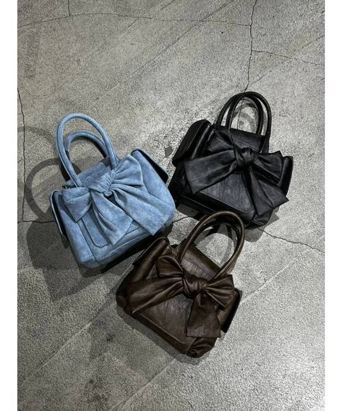 EMODA（エモダ）の「リボンボックスバッグ（ハンドバッグ・レディース・ブラウン/ブラック/ブルー・FREE）」の4枚目の写真