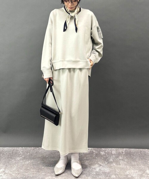 NICOLE white（ニコルホワイト）の「【セットアイテム】プルオーバー×タイトスカート（ワンピース・レディース・グリーン/ライトグレー/チャコールグレー/ブラック・FREE）」の3枚目の写真