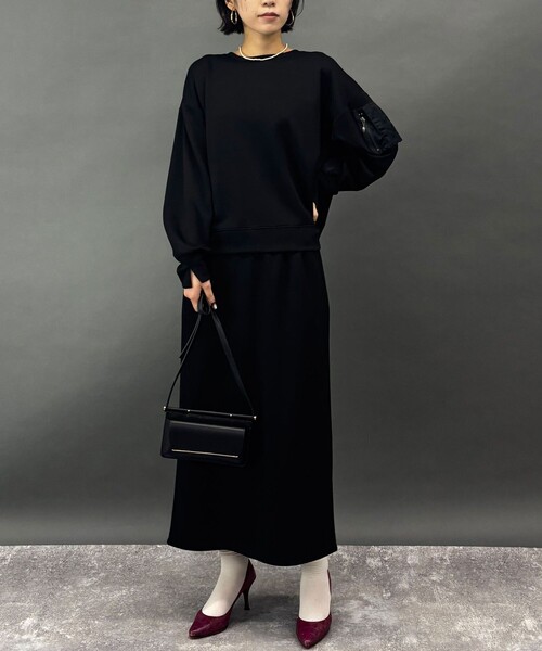 NICOLE white（ニコルホワイト）の「【セットアイテム】プルオーバー×タイトスカート（ワンピース・レディース・グリーン/ライトグレー/チャコールグレー/ブラック・FREE）」の2枚目の写真
