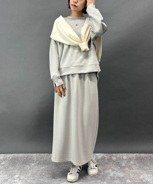 NICOLE white（ニコルホワイト）の「【セットアイテム】プルオーバー×タイトスカート（ワンピース・レディース・グリーン/ライトグレー/チャコールグレー/ブラック・FREE）」の14枚目の写真