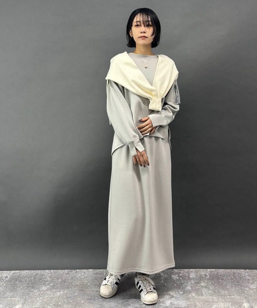 NICOLE white（ニコルホワイト）の「【セットアイテム】プルオーバー×タイトスカート（ワンピース・レディース・グリーン/ライトグレー/チャコールグレー/ブラック・FREE）」の18枚目の写真