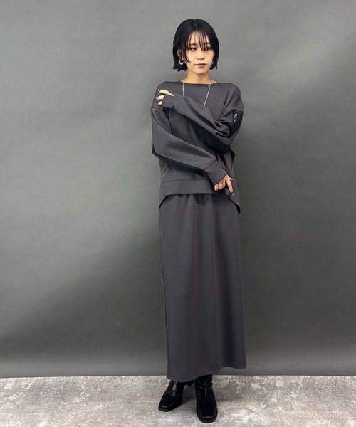 NICOLE white（ニコルホワイト）の「【セットアイテム】プルオーバー×タイトスカート（ワンピース・レディース・グリーン/ライトグレー/チャコールグレー/ブラック・FREE）」の20枚目の写真