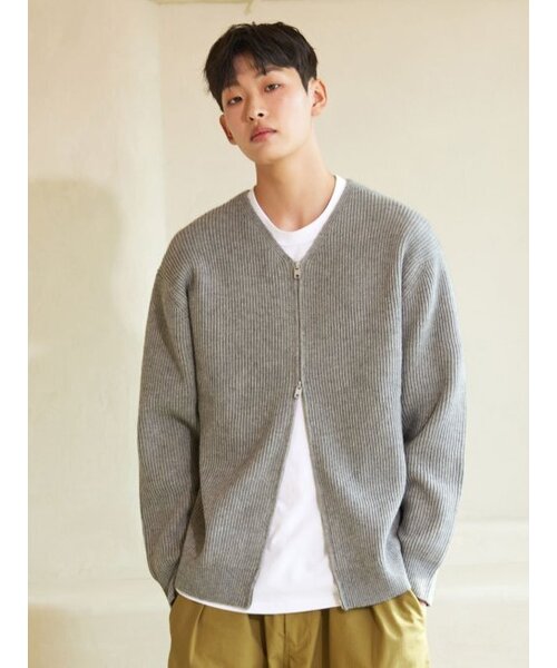 AYIHOLIC CASHMERE（アイホリックカシミア）の「ダブルジップ ゴルジ ワイカーディガン メランジグレー #3COLOR（カーディガン/ボレロ・レディース・その他・M/L）」の2枚目の写真