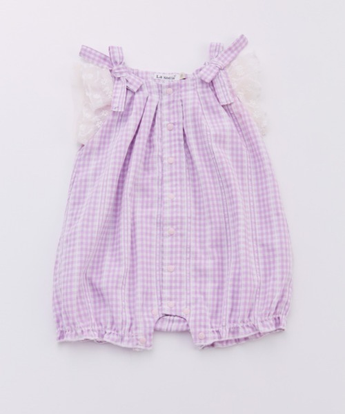 LaStella（ラステラ）の「リボンギャザーロンパス/baby（ロンパース・キッズ・ライトブルー/ブラック/パープル/ダークブルー・70/80）」の4枚目の写真