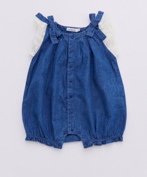 LaStella（ラステラ）の「リボンギャザーロンパス/baby（ロンパース・キッズ・ライトブルー/ブラック/パープル/ダークブルー・70/80）」の3枚目の写真
