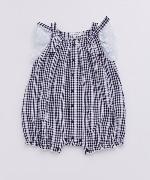 LaStella（ラステラ）の「リボンギャザーロンパス/baby（ロンパース・キッズ・ライトブルー/ブラック/パープル/ダークブルー・70/80）」の2枚目の写真