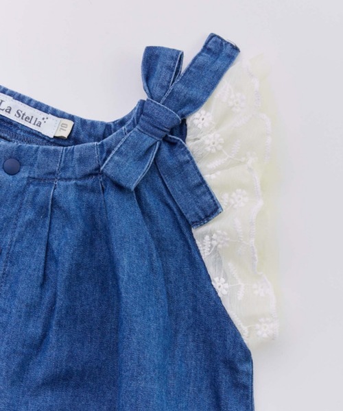 LaStella（ラステラ）の「リボンギャザーロンパス/baby（ロンパース・キッズ・ライトブルー/ブラック/パープル/ダークブルー・70/80）」の5枚目の写真