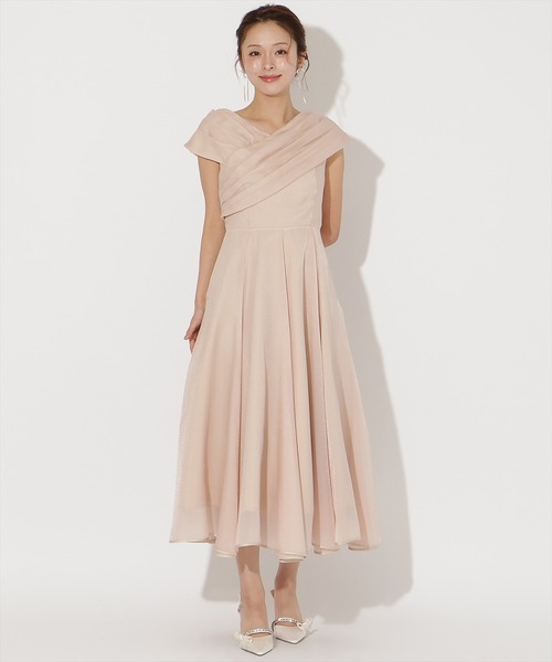 AND COUTURE(アンドクチュール)の「チュールカシュクールドレス(ドレス・レディース・ブラック/ブルーグレー/ピンクベージュ・FREE)」の3枚目の写真