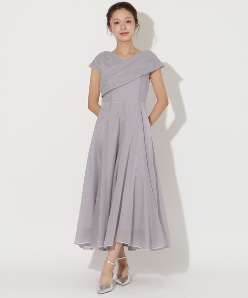 AND COUTURE(アンドクチュール)の「チュールカシュクールドレス(ドレス・レディース・ブラック/ブルーグレー/ピンクベージュ・FREE)」の2枚目の写真