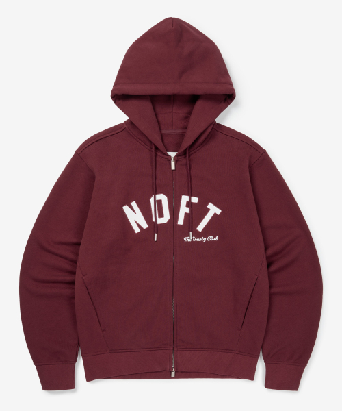 バーガンディ ボタン付きジップアップパーカー NOFT オールデイ フードジップアップ [バーガンディ]（パーカー）｜NOT