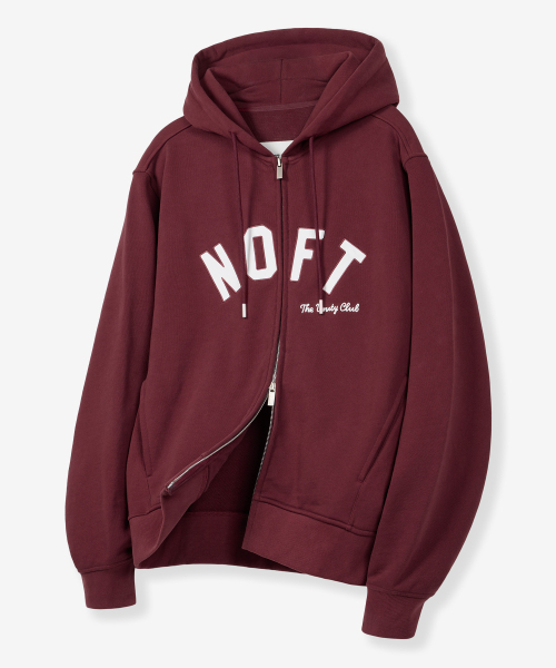 NOT ONLY FOR TODAY（ノットオンリーフォートゥデイ）の「NOFT オールデイ フードジップアップ [バーガンディ]（パーカー・レディース・その他・M/L/XL）」の3枚目の写真