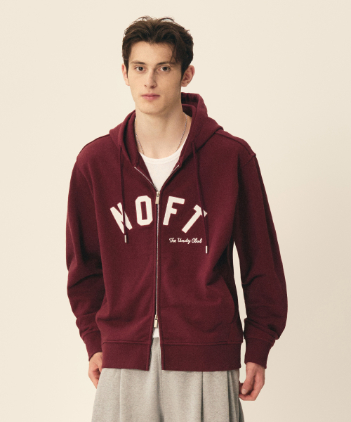 NOT ONLY FOR TODAY（ノットオンリーフォートゥデイ）の「NOFT オールデイ フードジップアップ [バーガンディ]（パーカー・レディース・その他・M/L/XL）」の4枚目の写真