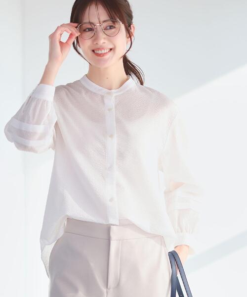 Reflect(リフレクト)の「【ゆったり着られる◎】バンドカラーシャツブラウス(シャツ/ブラウス・レディース・ネイビー/ホワイト/サックスブルー・11/09/07)」の1枚目の写真