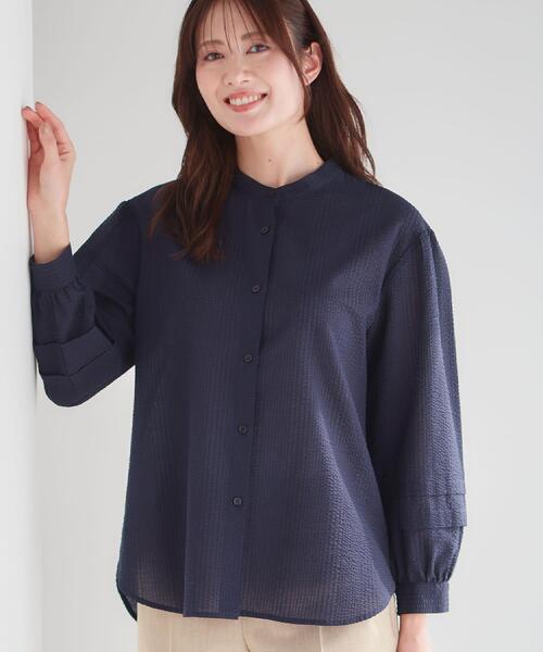 Reflect(リフレクト)の「【ゆったり着られる◎】バンドカラーシャツブラウス(シャツ/ブラウス・レディース・ネイビー/ホワイト/サックスブルー・11/09/07)」の11枚目の写真
