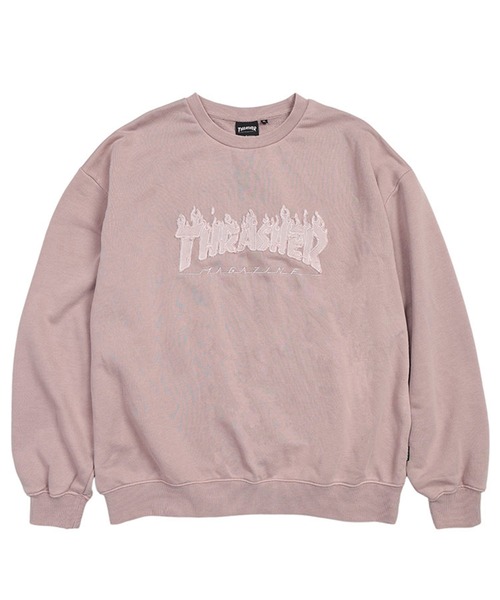 THRASHER（スラッシャー）の「THRASHER (スラッシャー) ダメージ デニムロゴ スウェット トレーナー ピグメント加工 裏毛 トレーナー（スウェット・メンズ・グレー/ピンク/ダークグレー・M/L/LL）」の3枚目の写真