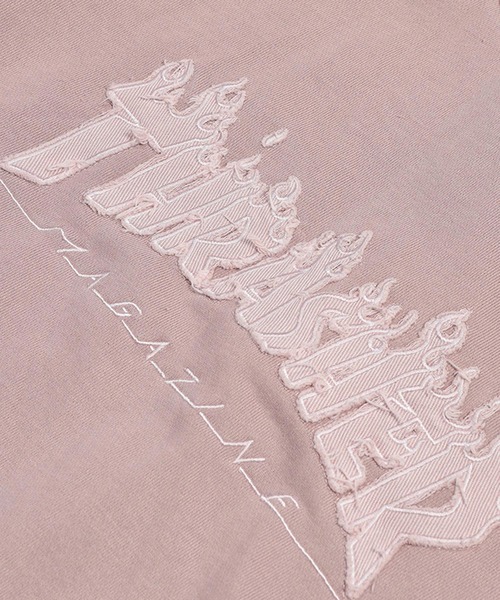 THRASHER（スラッシャー）の「THRASHER (スラッシャー) ダメージ デニムロゴ スウェット トレーナー ピグメント加工 裏毛 トレーナー（スウェット・メンズ・グレー/ピンク/ダークグレー・M/L/LL）」の9枚目の写真