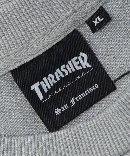 THRASHER（スラッシャー）の「THRASHER (スラッシャー) ダメージ デニムロゴ スウェット トレーナー ピグメント加工 裏毛 トレーナー（スウェット・メンズ・グレー/ピンク/ダークグレー・M/L/LL）」の14枚目の写真