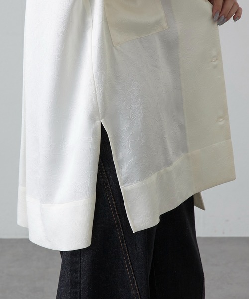 Lui's（ルイス）の「サテンジャケットライクシャツ（テーラードジャケット・レディース・ブラック/アイボリー/ネイビー・FREE）」の18枚目の写真