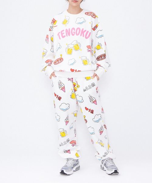 PUNYUS(プニュズ)の「【新サイズ】天国と地獄総柄スウェットパンツ(スウェットパンツ・レディース・ホワイト/スミクロ・1/2/3/4/5)」の5枚目の写真