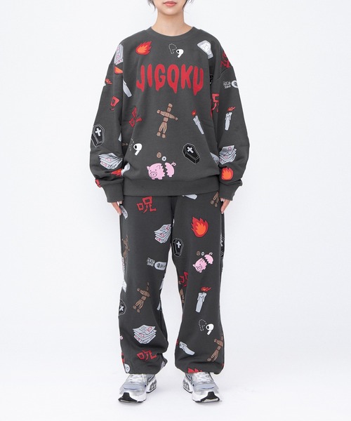 PUNYUS(プニュズ)の「【新サイズ】天国と地獄総柄スウェットパンツ(スウェットパンツ・レディース・ホワイト/スミクロ・1/2/3/4/5)」の10枚目の写真