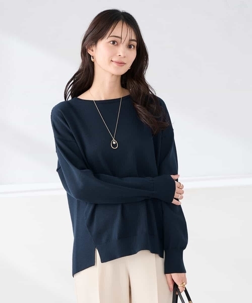 a.v.v(アーヴェヴェ)の「イレヘムガーターチュニックニット(ニット/セーター・レディース・アイボリー/オレンジ/ネイビー・38/40)」の3枚目の写真