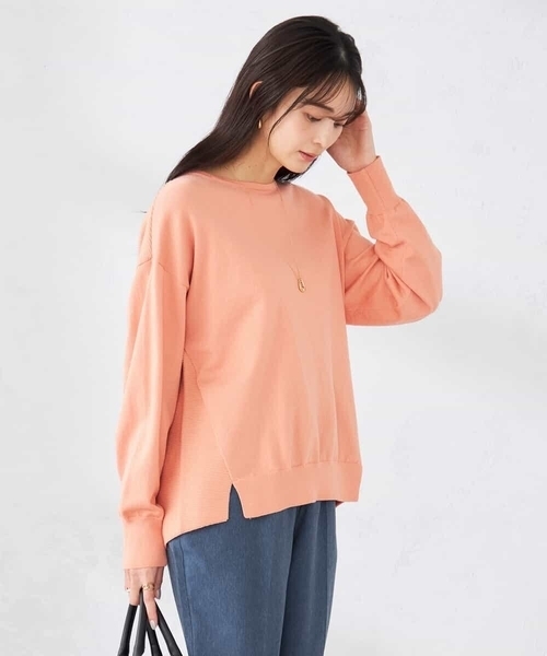 a.v.v(アーヴェヴェ)の「イレヘムガーターチュニックニット(ニット/セーター・レディース・アイボリー/オレンジ/ネイビー・38/40)」の5枚目の写真