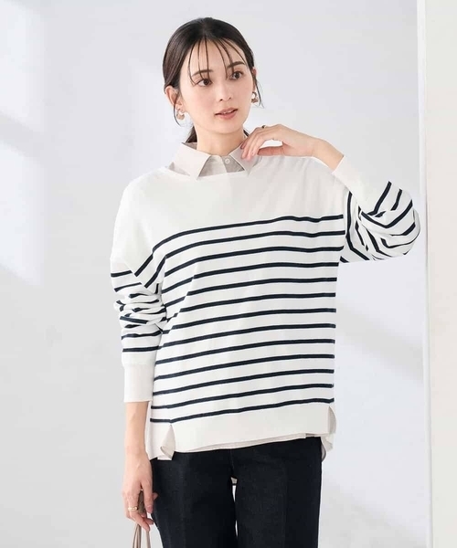 a.v.v(アーヴェヴェ)の「イレヘムガーターチュニックニット(ニット/セーター・レディース・アイボリー/オレンジ/ネイビー・38/40)」の16枚目の写真