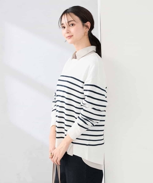 a.v.v(アーヴェヴェ)の「イレヘムガーターチュニックニット(ニット/セーター・レディース・アイボリー/オレンジ/ネイビー・38/40)」の18枚目の写真