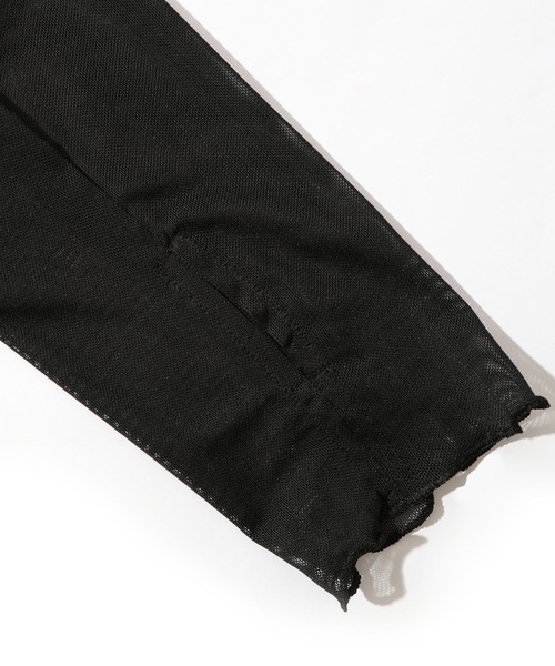 ScoLar(スカラー)の「161607:アンティーク風花蝶プリント ソフトチュールインナー(Tシャツ/カットソー・レディース・アイボリー/ブラック・M)」の14枚目の写真