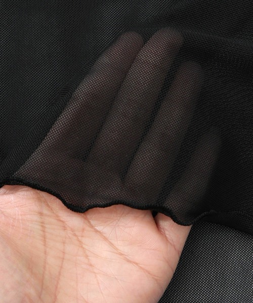 ScoLar(スカラー)の「161607:アンティーク風花蝶プリント ソフトチュールインナー(Tシャツ/カットソー・レディース・アイボリー/ブラック・M)」の17枚目の写真