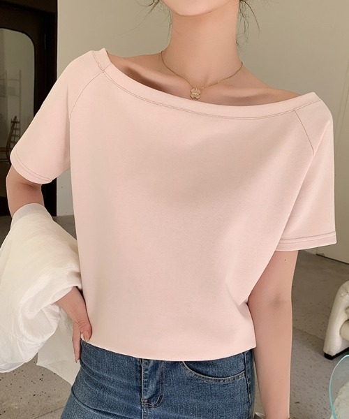 yuue' ( wear )（ユーイ）の「オフショルポンチ半袖トップス（Tシャツ/カットソー・レディース・グレー/ブラック/ホワイト/ピンク・M/L）」の20枚目の写真