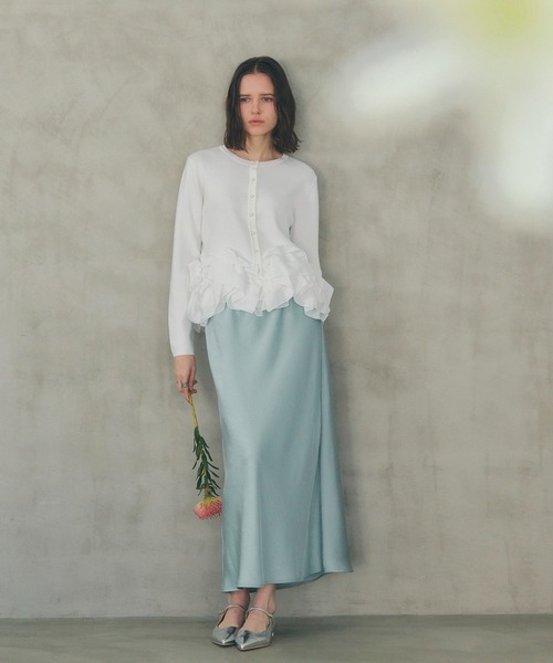 YECCA VECCA（イェッカヴェッカ）の「サテンフレアスカート（スカート・レディース・ベージュ/ミント/アイボリー・FREE）」の3枚目の写真