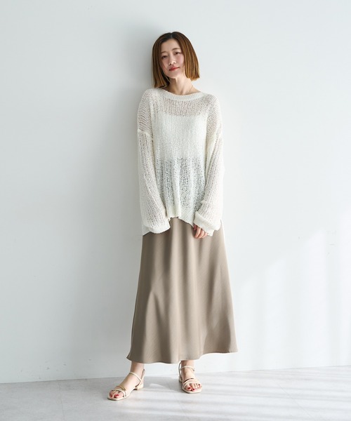 YECCA VECCA（イェッカヴェッカ）の「サテンフレアスカート（スカート・レディース・ベージュ/ミント/アイボリー・FREE）」の9枚目の写真