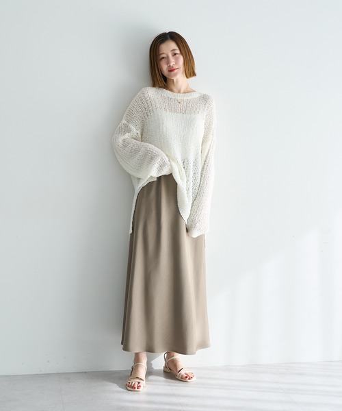 YECCA VECCA（イェッカヴェッカ）の「サテンフレアスカート（スカート・レディース・ベージュ/ミント/アイボリー・FREE）」の10枚目の写真