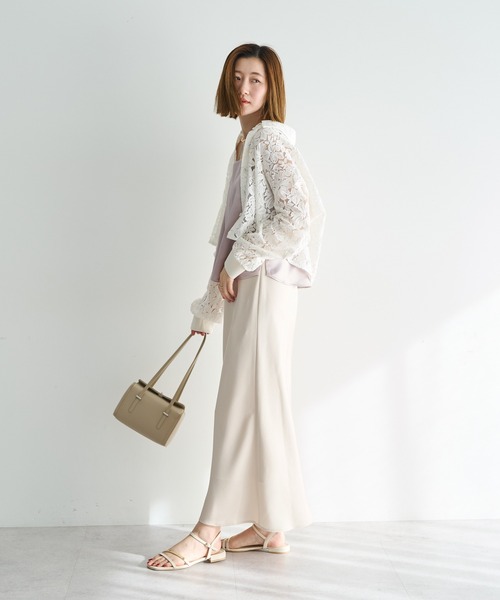 YECCA VECCA（イェッカヴェッカ）の「サテンフレアスカート（スカート・レディース・ベージュ/ミント/アイボリー・FREE）」の6枚目の写真