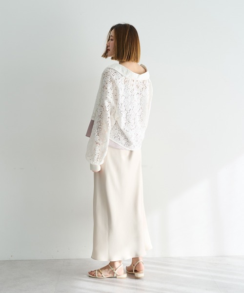 YECCA VECCA（イェッカヴェッカ）の「サテンフレアスカート（スカート・レディース・ベージュ/ミント/アイボリー・FREE）」の7枚目の写真