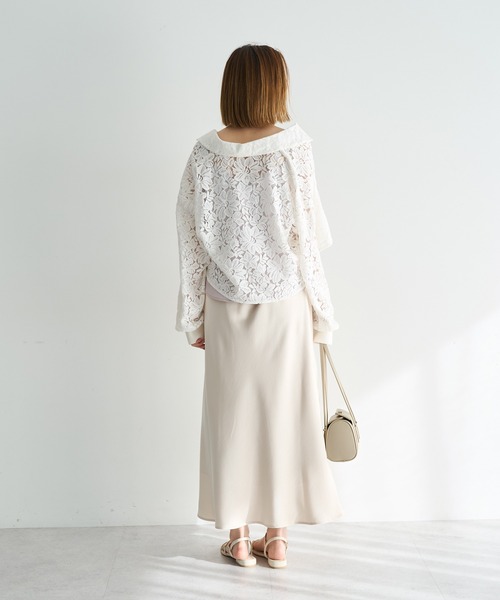 YECCA VECCA（イェッカヴェッカ）の「サテンフレアスカート（スカート・レディース・ベージュ/ミント/アイボリー・FREE）」の8枚目の写真