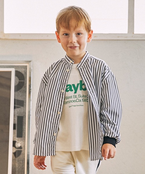 GENERATOR（ジェネレーター）の「ジェネレーター ストライプシャツ（シャツ/ブラウス・キッズ・ブラック/グレー・M/L/XL）」の2枚目の写真