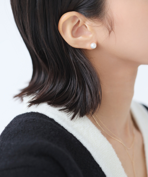 Lilas（リラ）の「アコヤパール7mmピアス K10（両耳）（ピアス（両耳用）・レディース・ホワイト・FREE）」の5枚目の写真