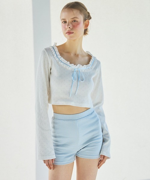 lilLilly（リルリリー）の「ギンガムショートパンツ（その他パンツ・レディース・ピンク/ブラック/ブルー・FREE）」の9枚目の写真