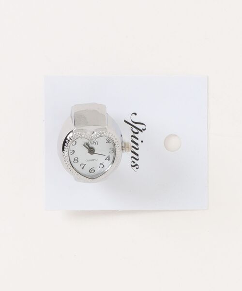 SPINNS（スピンズ）の「メタルリング/クロック/時計/ハート（リング・レディース・ホワイト/ピンク・ONESIZE）」の2枚目の写真