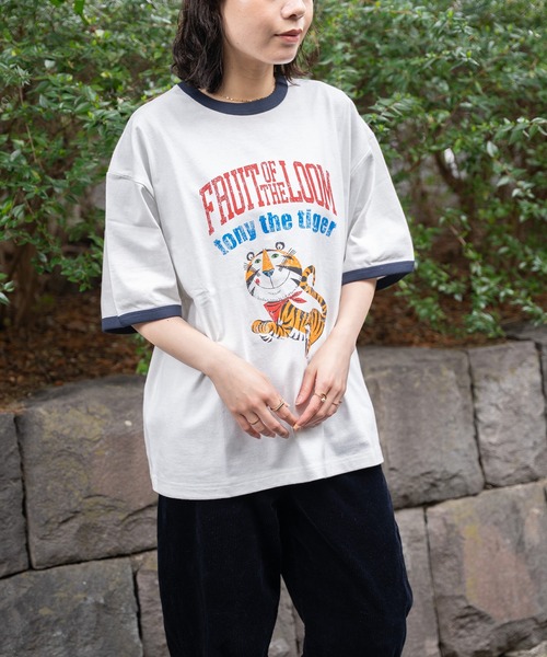 FRUIT OF THE LOOM（フルーツオブザルーム）の「FTL x KELLOGGS RINGER T-SHIRT1 / ケロッグ コラボ 半袖リンガーTシャツ トニーザタイガーデザイン（Tシャツ/カットソー・メンズ・ホワイト・S/L/M）」の10枚目の写真
