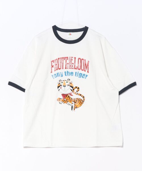 FRUIT OF THE LOOM（フルーツオブザルーム）の「FTL x KELLOGGS RINGER T-SHIRT1 / ケロッグ コラボ 半袖リンガーTシャツ トニーザタイガーデザイン（Tシャツ/カットソー・メンズ・ホワイト・S/L/M）」の9枚目の写真