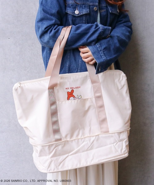 sanrio(サンリオ)の「サンリオキャラクターズ/サイズアップボストンバッグ(ボストンバッグ・レディース・グレー/ベージュ/ライトグレー・FREE)」の5枚目の写真