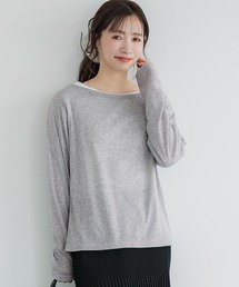 ワンショルダーシアー長袖Tシャツ