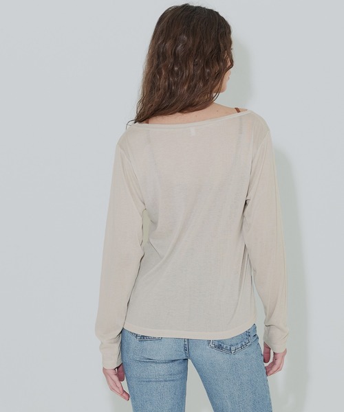 coca(coca)(コカ)の「ワンショルダーシアー長袖Tシャツ(Tシャツ/カットソー・レディース・ライトグレー/ライトベージュ・S/M/L)」の5枚目の写真