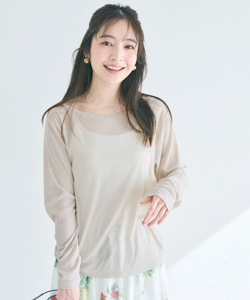 coca(coca)(コカ)の「ワンショルダーシアー長袖Tシャツ(Tシャツ/カットソー・レディース・ライトグレー/ライトベージュ・S/M/L)」の7枚目の写真