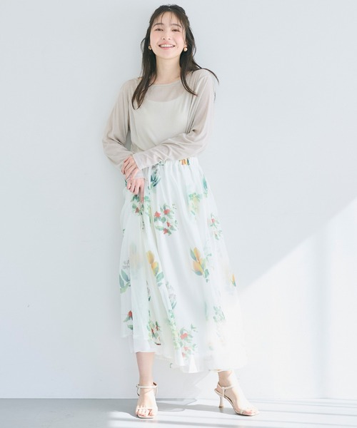 coca(coca)(コカ)の「ワンショルダーシアー長袖Tシャツ(Tシャツ/カットソー・レディース・ライトグレー/ライトベージュ・S/M/L)」の8枚目の写真
