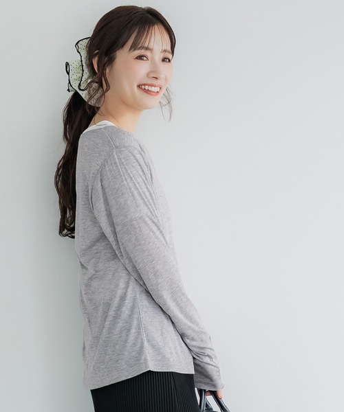 coca(coca)(コカ)の「ワンショルダーシアー長袖Tシャツ(Tシャツ/カットソー・レディース・ライトグレー/ライトベージュ・S/M/L)」の10枚目の写真