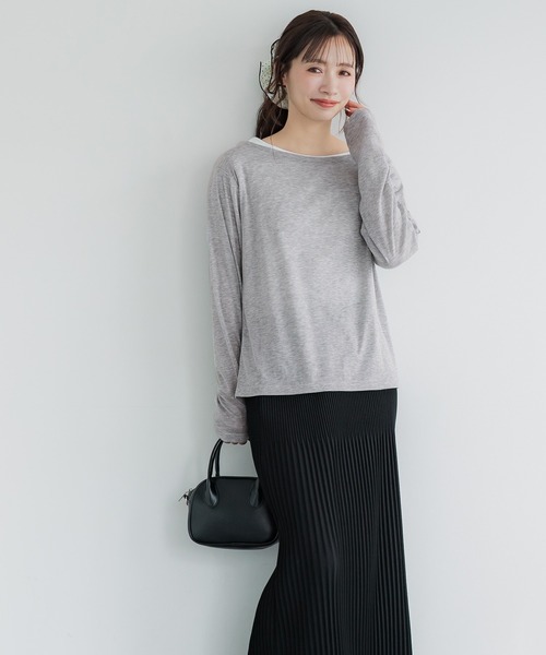 coca(coca)(コカ)の「ワンショルダーシアー長袖Tシャツ(Tシャツ/カットソー・レディース・ライトグレー/ライトベージュ・S/M/L)」の11枚目の写真